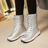 ブーツFedonas Fashion Women High Platforms Ankle Boots Quality Warm Crosstied Autumn Winter Snow Boots Women Short Motorcycle Boots