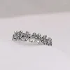 Clusterringen echte 925 sterling zilver oogverblindende Daisy Meadow gestapelde ring CZ compatibel met Europese sieraden