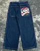 Mäns jeans jnco baggy y2k harajuku hiphop streetwear vintage ficka grafisk män kvinnor amerikansk hög midja bred ben