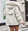 Kvinnors jackor kvinna trender faux päls lykta ärm huva last parka kappa kvinnliga kläder vinter cardigan cardigan