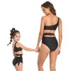 Maillots de bain pour femmes Sexy avec épaules inclinées et taille creuse deux pièces parent-enfant vacances à la plage costume brésilien