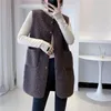 Damenwesten Frauen Lange Mäntel Weste Winter Herbst Lammwolle Thermoweste Warme Fleece ärmellose Jacke Damen