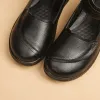 Flats deri konforlu daireler kadın tekdüze ayakkabılar özlü bayanlar loafers yaşlı Mary janes siyah ayakkabılar hemşireler için bıçaklı daireler