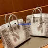 Tote Bags Himalaya Crocodile Handbag Genuine High End Custom Handmade Genuine Leather Womens Bag Platinum Bag 25cm Imported Nile Crocodile R have logo HBWDPO