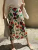 Jupes Miyake Fleur Plissée Imprimer Taille Haute Split Droite Tube Jupe Pour Femmes 2024 Été Bohème Beach Resort Ensemble