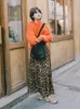 Casual Dresses Fashion Leopard Print Maxi Dress For Women Chic Loose V-Neck ärmlösa Suspender Robes 2024 Summer Ladies High Street