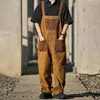 Men's Jeans 2024 Japanese Style Retro Distressed Ahmei Khaki Color-Blocked Unisex Overalls American Street Loose One-Piece Straight