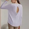 Ensembles actifs T-shirt de yoga jacquard anti-déflagrant chemise de tennis ample pour femme fitness à manches longues entraînement Pilates top de sportC24320