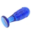 Blue Crystal Glass Anal Plug G Spot Stimulator gängad rumpa Plug Anal Dilator Dildo Buttplug Vuxen Sexleksaker för kvinnliga män
