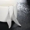 Kolczyki Dangle Charm srebrna tkana siatka dla kobiet moda kreatywne prezenty urodzinowe klasyczny impreza biżuteria ślubna
