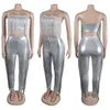 Women's Two Piece Pants Metallic Tassels Set Women 2 Birthday Outfits Clubwear Strapless Crop Top And Pencil Matching Sets Y2k Mujer