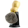 Brosse 2pcs Raser le support de brosse Ensemble, pur Badger Hair Rasage Brosse Brosse de bois Handle Resin Stand 2in1 Kit de rasage traditionnel pour hommes