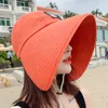 Sombrero de verano para mujer, ala grande, protección AntiUV ajustable, pescador, playa plegable, sombreros para el sol, cola superior vacía, viaje 240311