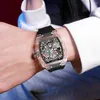 Montres-bracelets Berliget Luxe Automatique Mouvement Mécanique Montre Pour Hommes Transparent Tonneau Homme Montres Étanche Saphir Sport