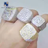 Nya ankomst Hip Hop Rings VVS Moissanite Men isade ut ringar 925 Silver Square Shape Baguette Diamond Engagement Fashion Rings