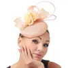 Basker gröna damer mode fascinator blomma cocktail milliner hatt fest middag eleganta hår tillbehör hårband huvudbonader