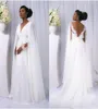 2019 Nowe suknie ślubne Flowey Beach z Cape Full Lace Chifon Vneck Goddess Greek Bridal Saaside Summer Holiday Wedding Suknia 9831090