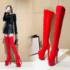 Dress Shoes Ultra High Heel 20CM Women Round Head Sexy Over-the-Knee Boots Thin Pipe Dance Fashion Zip Platform Long H24032501