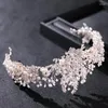 Haarspangen Silber Farbe Kristall Blumenkrone für Braut Luxus Barque Hochzeit Zubehör Tiara Stirnband Kopfschmuck