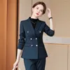 Women's Two Piece Pants Black Business Suit 2024 Autumn And Winter High Sense Interview Formal Wear Elegant Coat Work Clothes Wint