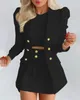 Sukienki robocze damska kurtka z drukiem z mini spódniczką dwuczęściowe setki sprężyna jesień guziki z długim rękawem otwarte blezer płaszcz krótkie spódnice garnitur