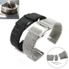 Uhrenbänder Solide 22mm für Breitling-Uhrenarmband 5 Mesh-Edelstahl-Mann-Riemen-flaches Ende Schwarz-Silber-Schnellverschluss-Versicherung BUC207T