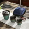 Conjuntos de chá Japão Eseceramic Tea Set Bule Gaiwan com 3 xícaras Uma bebida de viagem portátil