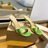 Slippers maat 34-42 lente zomer schoenen voor vrouwen echt leer hoge hakken naaien dia's ronde neus designer sandalen