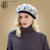 Stingy Brim Chapéus FS Womens Rabbit Beret Outono e Inverno Branco Francês Artista Chapéu Elegante Menina Artista Chapéu Womens Boina Quente C 2023C24319