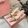 Women Luxury MM Kitten heels Sandals Designer Dress shoes Elegant Lady Leather shoes Fashion Pointed shoes with diamond