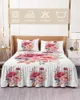 Jupe de lit avec feuilles de fleurs de pivoine, couvre-lit élastique avec taies d'oreiller, housse de matelas, ensemble de literie, drap