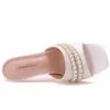 Pantoufles blanches diamant perle 524 femmes talons hauts sandales d'été Stiletto bal plate-forme décapant chaussures 76042