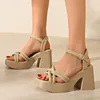 Kleidschuhe 2024 Römischer Stil Mode Flache Plattform Damen Sandalen Sommer High Heels Lässig für Frauen