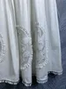 2024 Spring White Solid Color Panel Dress Long Sleeve Stand Collar Long Maxi Casual Dresses F4M181650