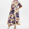 Bohême grande taille Dres taille haute fleur impression à lacets ourlet irrégulier manches courtes robe ample été 2023 240311