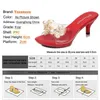 Klänningskor Pearl Shell Decoration tofflor Summer Transparent Sandals Nightclub Thin High Heels Lovly Crystal Party Women Big Size H2403253