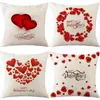Cuscino LOVE Heart Print Cover 18x18 pollici Lino Decor San Valentino Federa Custodia decorativa per divano di casa