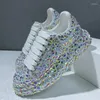 Casual schoenen zilver luxe strass papa dikke dames sneakers gevulkaniseerd damesplatform