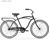 Bikes Ride-Ons Mens Beach Cruiser Bike Sing Hız Adım Adım Yüzbaşı Touring Touring Hybrid Bicyc Arka Raf 26 inç Tekerlekler Mat Siyah L240319