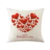 Cuscino LOVE Heart Print Cover 18x18 pollici Lino Decor San Valentino Federa Custodia decorativa per divano di casa