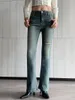 Kvinnors jeans High Strecth Vintage Blue Flased Pants for Women Midjed Slim Sexy Ripped - ForgunroseSoroses