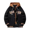 Högkvalitativ varsity Baseball Uniform Jacket Mens Autumn Trendy Brand All-Match Student Hooded Jacket Plus Size Coats Women 240314