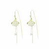 Dangle Earrings Long Apricot Leaf Tassel Hanging 925 Silver Needle Opal Designer Model Fashionable Elegant High-Grade All-Match Earring