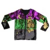 Fancy Mom and Me Cardigan Paars/groen/goud Omkeerbare pailletten lange mouw Top Mardi Gras damesjas