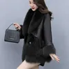 Women's Fur Faux Fur Haining Coat Winter New Mid Length Fox Hair Korean Edition Pu Leather Spliced Fur Coat for Women