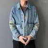 Vestes pour hommes Été Automne Hommes Denim Coréen Patchwork Streetwear Loisirs Jean Veste Noir Bleu Revers À Manches Longues Mode Jeans Manteau