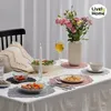 45CM Silicone Oval Placemat Flower Embossed Large Lace Tablemat Non-Slip Korea Platter Mat Dining Dinner Tableware Cup Coasters 240315