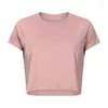 Chemises actives femmes Yoga haut ample Sport gymnase à manches courtes en cours d'exécution t-shirt séchage rapide Fitness t-shirts jure femme vêtements