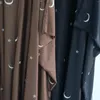 Roupas étnicas Ramadan Dubai Kaftan Lua Estrela Bordado Cetim Aberto Abaya Kimono Mulheres Muçulmanas Mangas Borboleta Islâmico Turk Marrocos