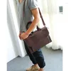 Valigette Cartella in pelle PU per uomo Crazy Horse Tablet Pelle bovina Executive Crossbody Office Tote Borsa a tracolla vintage da lavoro